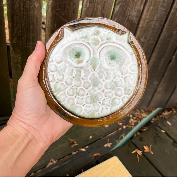 Ceramic Owl Trivet Vintage Mid Century Pottery - Picture 2 of 9